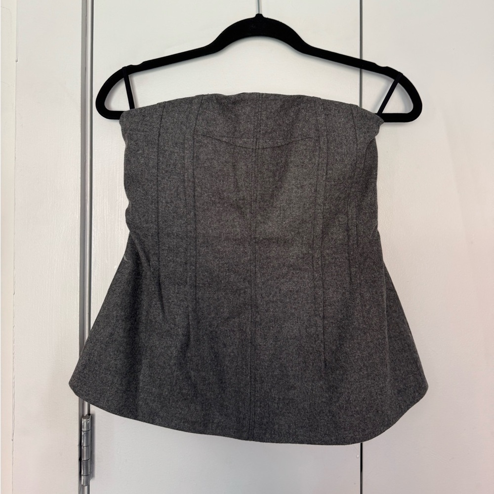 NACKIYE Grey Wool Corseted Strapless Top